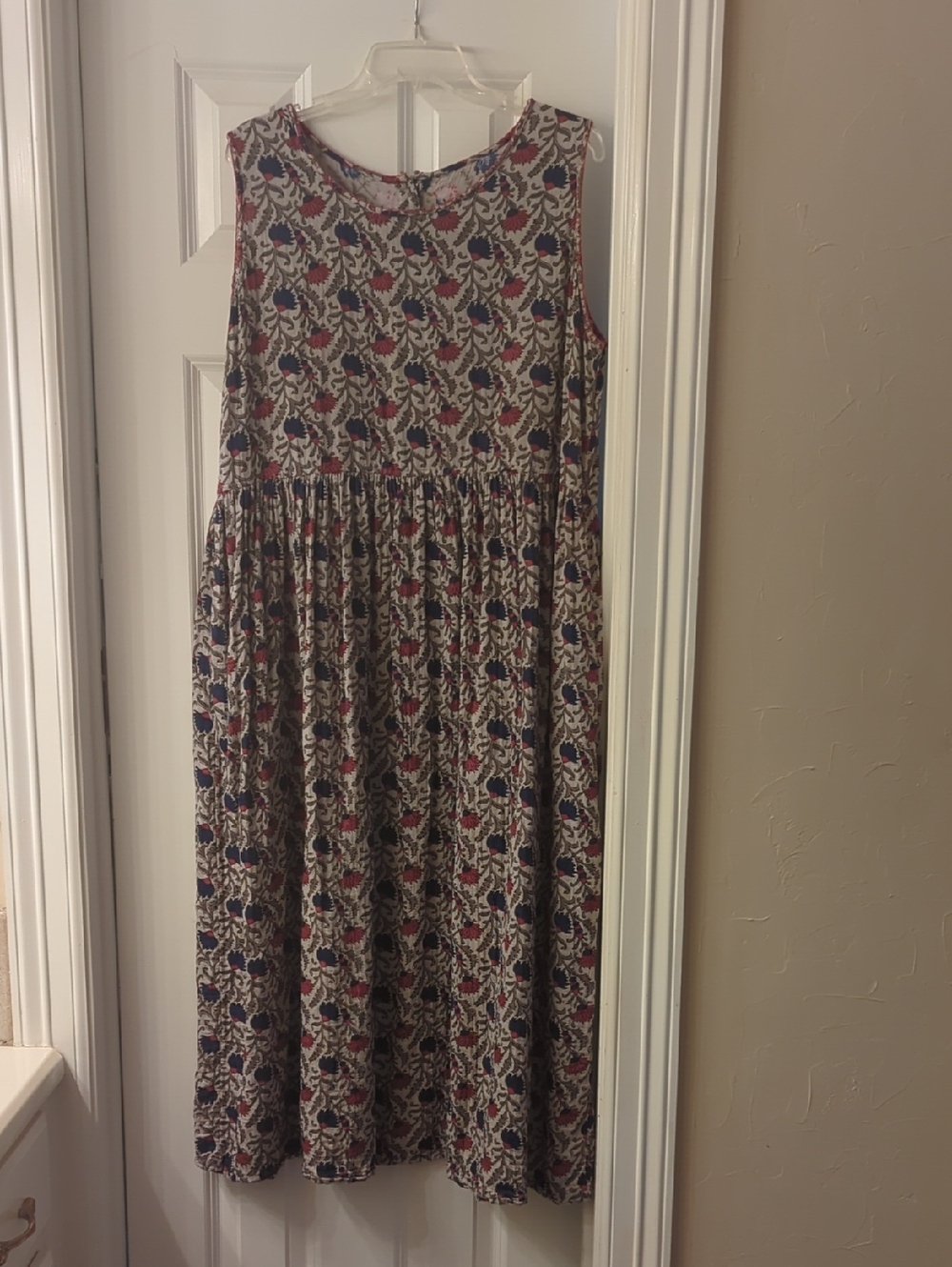 Natural Life Floral Print Dress in Grey with Pink & Blue Accents